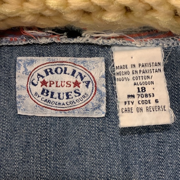 VINTAGE CAROLINA BLUES PLUS DENIM POPOVER JACKET-HOODIE SZ18 -POCKETS/ZIP FRONT - Picture 5 of 7